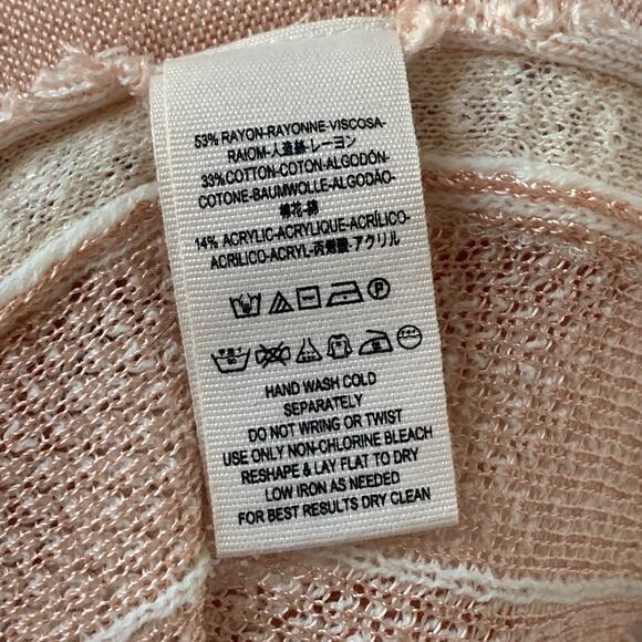 Free People Ivory Pink Boho Mini Knit Sweater Dress Fit & Flare V Neck Size XS - Picture 9 of 16